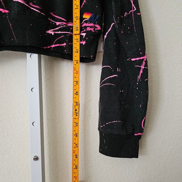 AVIATOR NATION NWT Artist Collection Pink Splatter Paint Cropped Sweatshirt Sz L - Picture 15 of 16